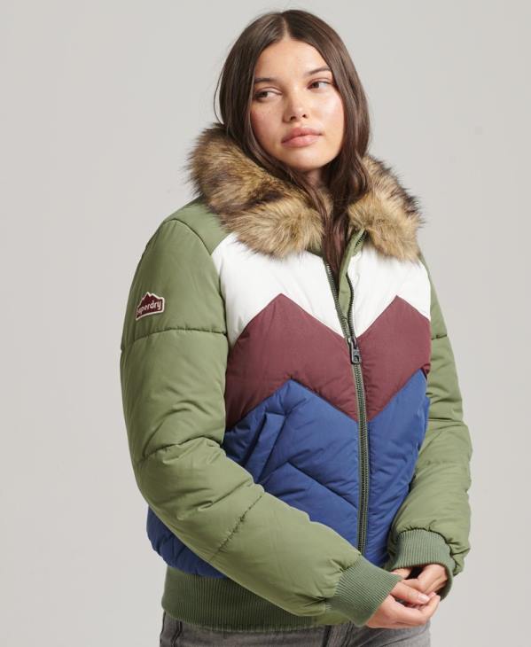 Superdry femmes doudoune courte à empiècements rétro D64Z5457 vêtements vert