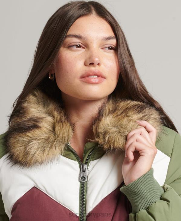 Superdry femmes doudoune courte à empiècements rétro D64Z5457 vêtements vert