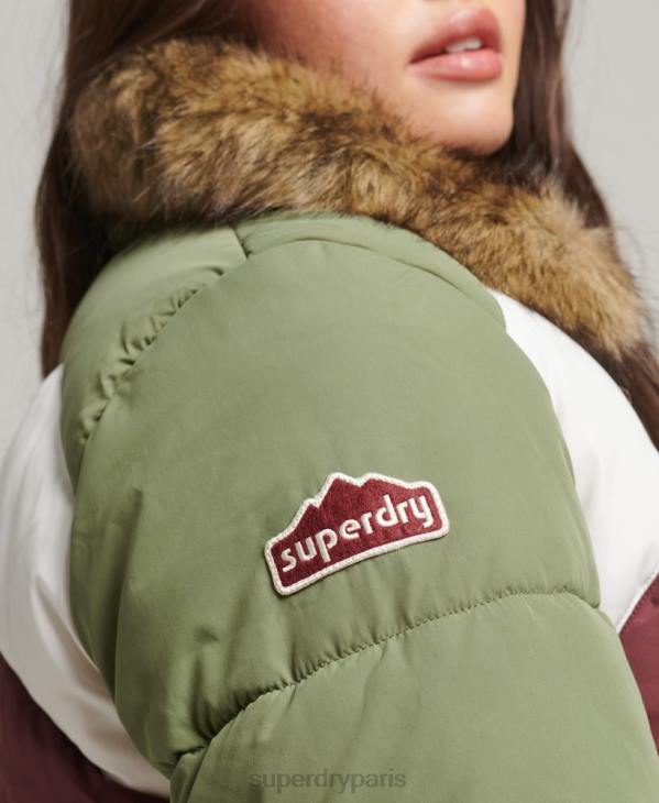 Superdry femmes doudoune courte à empiècements rétro D64Z5457 vêtements vert