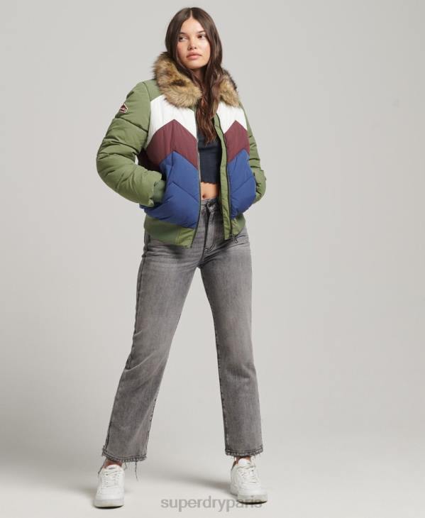 Superdry femmes doudoune courte à empiècements rétro D64Z5457 vêtements vert