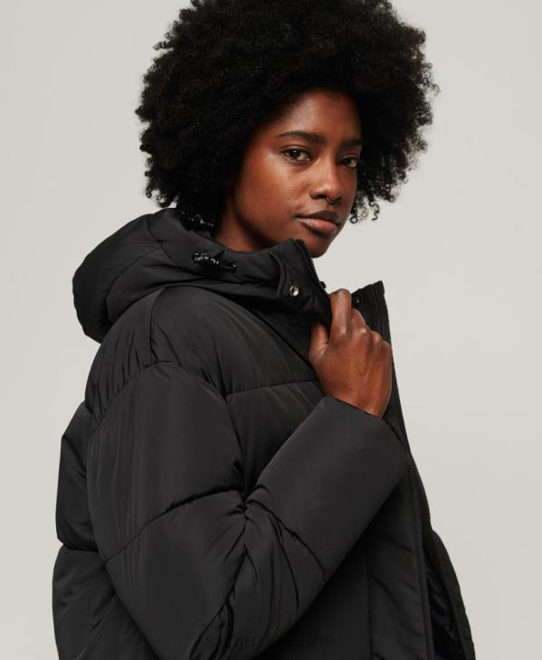 Superdry femmes doudoune longue D64Z3571 vêtements noir