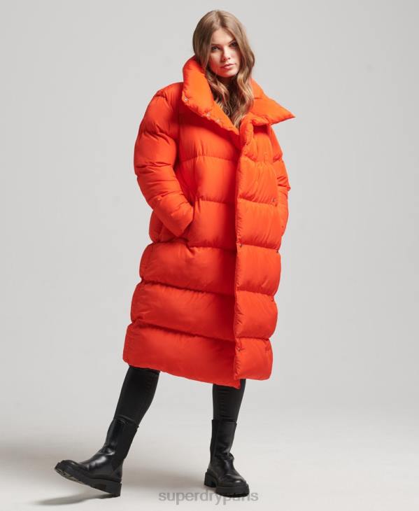 Superdry femmes doudoune longue D64Z3602 vêtements orange