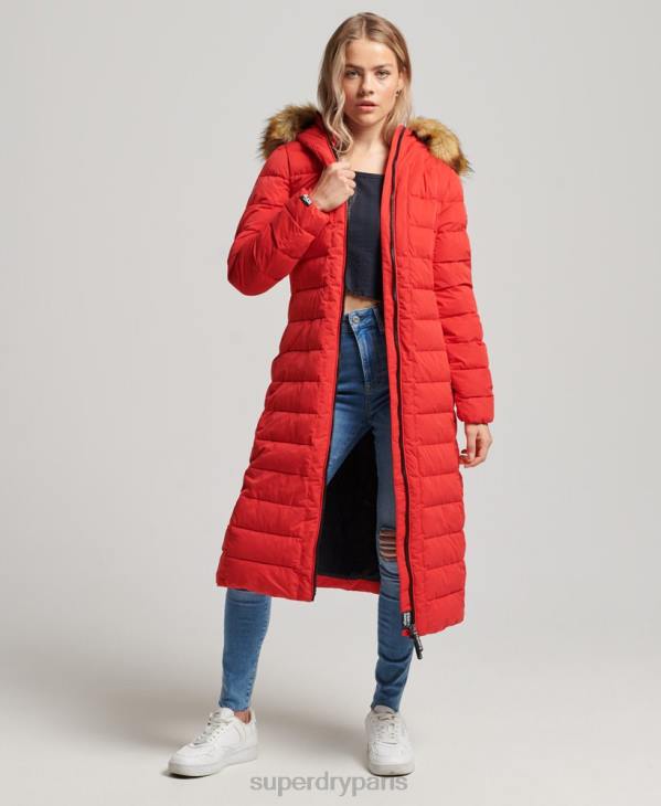 Superdry femmes doudoune longue arctique D64Z5591 vêtements rouge