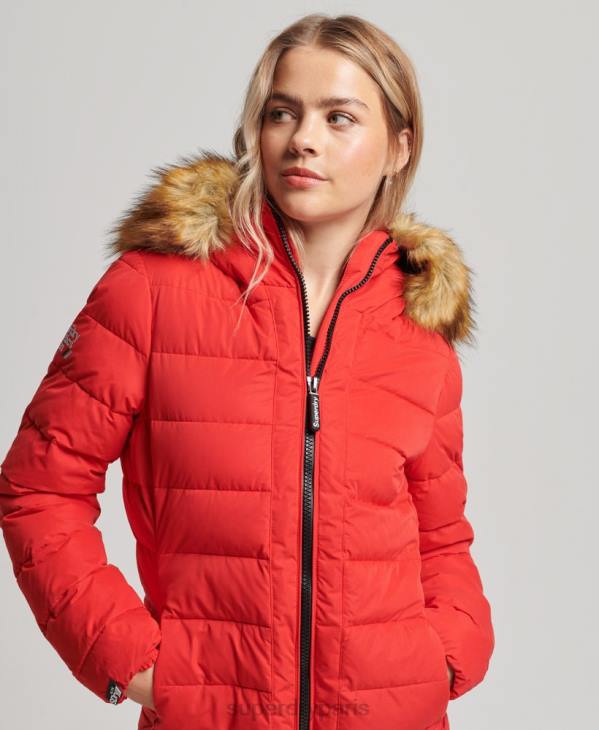 Superdry femmes doudoune longue arctique D64Z5591 vêtements rouge