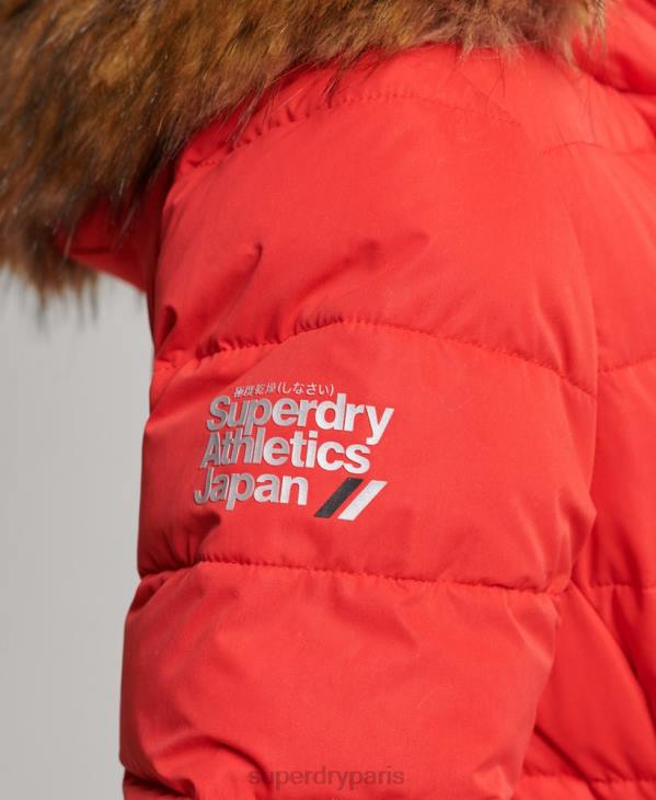Superdry femmes doudoune longue arctique D64Z5591 vêtements rouge