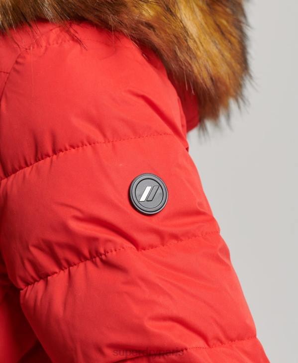 Superdry femmes doudoune longue arctique D64Z5591 vêtements rouge