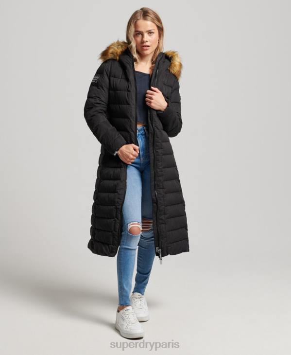 Superdry femmes doudoune longue arctique D64Z5638 vêtements noir