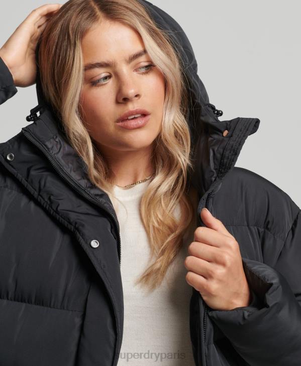 Superdry femmes doudoune longue à capuche D64Z3578 vêtements noir