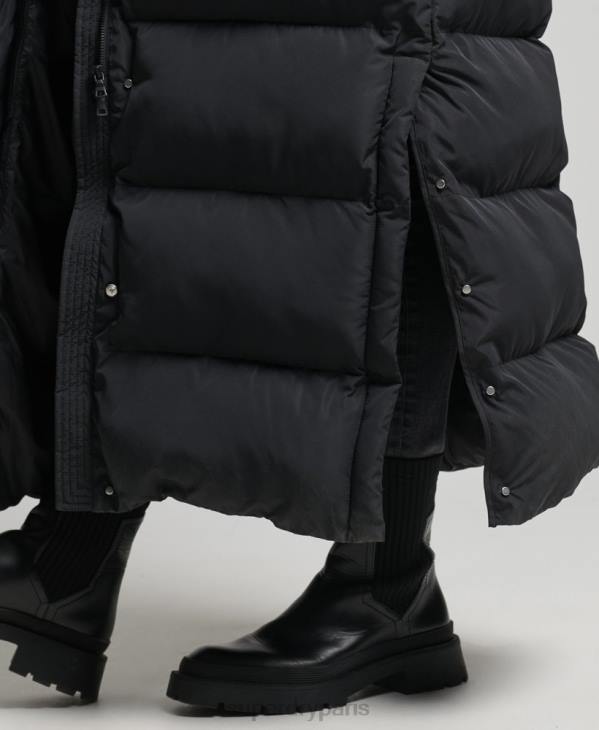 Superdry femmes doudoune longue à capuche D64Z3578 vêtements noir