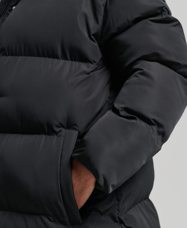 Superdry femmes doudoune longue à capuche D64Z3578 vêtements noir