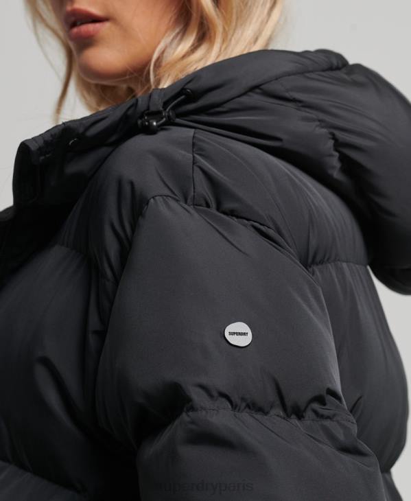 Superdry femmes doudoune longue à capuche D64Z3578 vêtements noir