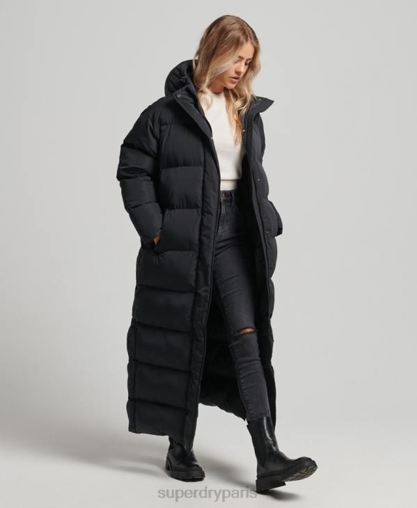 Superdry femmes doudoune longue à capuche D64Z3578 vêtements noir