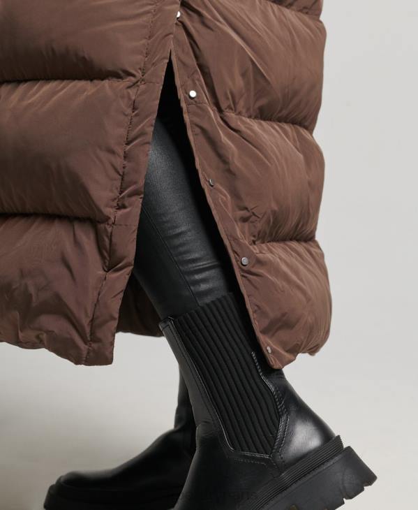 Superdry femmes doudoune longue à capuche D64Z3579 vêtements brun