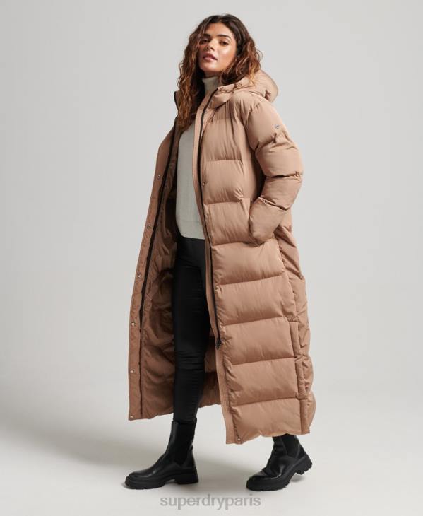 Superdry femmes doudoune longue à capuche D64Z3650 vêtements brun