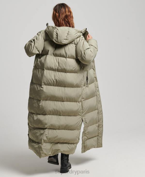Superdry femmes doudoune longue à capuche D64Z3693 vêtements kaki