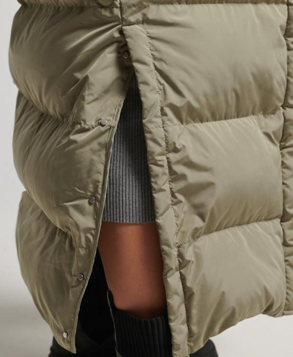 Superdry femmes doudoune longue à capuche D64Z3693 vêtements kaki