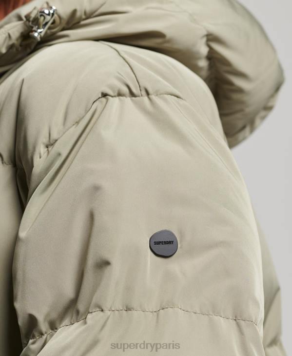 Superdry femmes doudoune longue à capuche D64Z3693 vêtements kaki