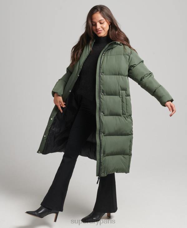 Superdry femmes doudoune longue à capuche D64Z3709 vêtements vert