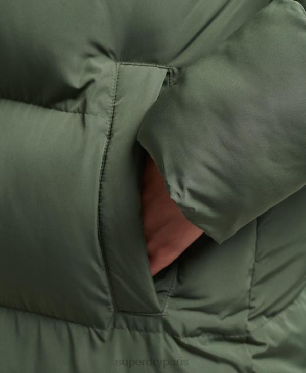 Superdry femmes doudoune longue à capuche D64Z3709 vêtements vert