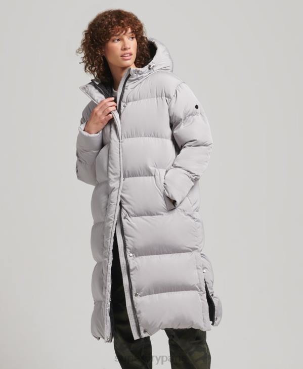 Superdry femmes doudoune longue à capuche D64Z3743 vêtements gris clair