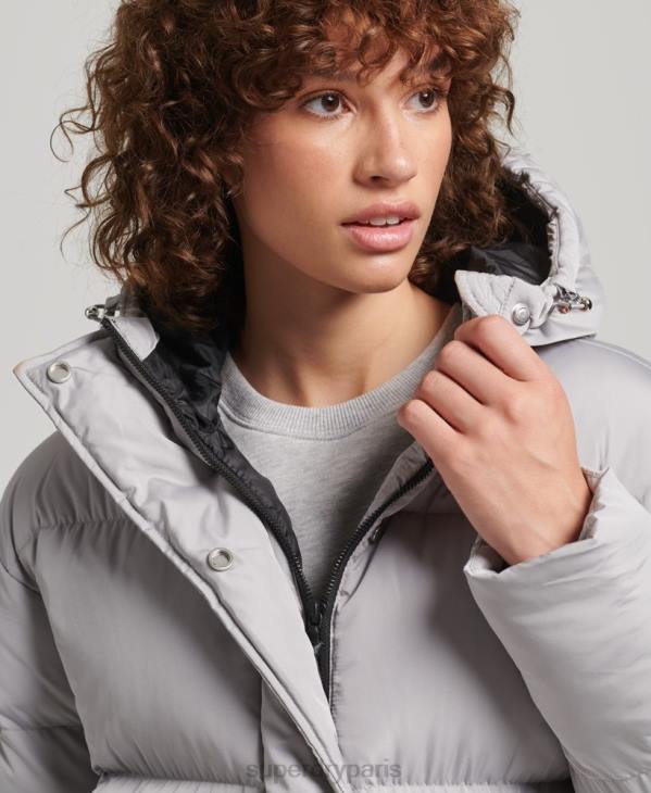 Superdry femmes doudoune longue à capuche D64Z3743 vêtements gris clair