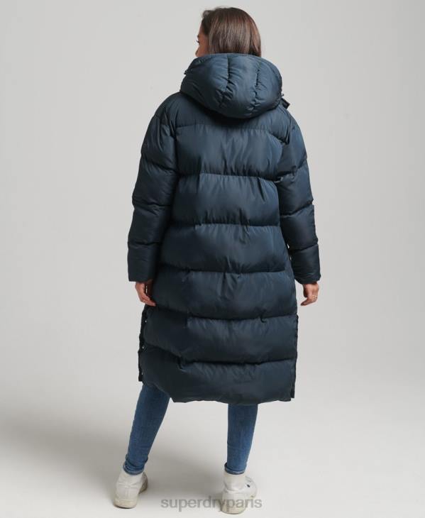 Superdry femmes doudoune longue à capuche D64Z3744 vêtements marine