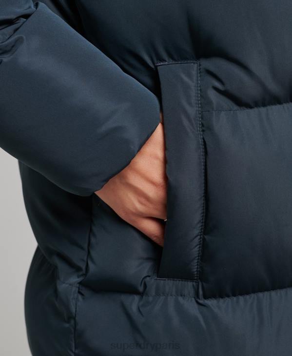 Superdry femmes doudoune longue à capuche D64Z3744 vêtements marine