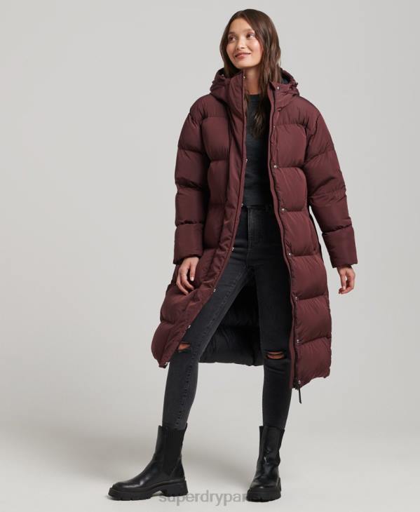 Superdry femmes doudoune longue à capuche D64Z3765 vêtements rouge