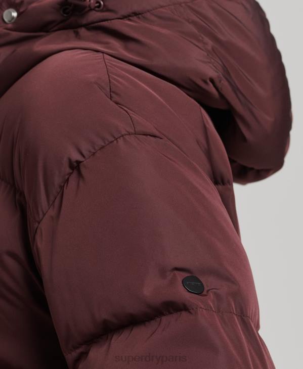 Superdry femmes doudoune longue à capuche D64Z3765 vêtements rouge