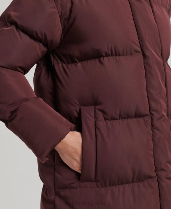 Superdry femmes doudoune longue à capuche D64Z3765 vêtements rouge