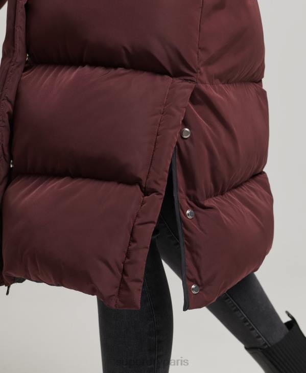 Superdry femmes doudoune longue à capuche D64Z3765 vêtements rouge