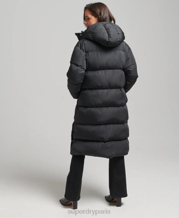 Superdry femmes doudoune longue à capuche D64Z3815 vêtements noir