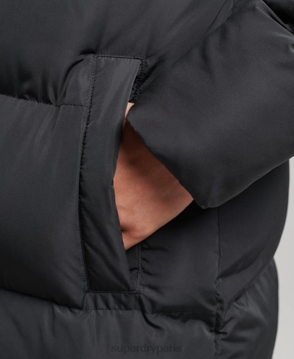 Superdry femmes doudoune longue à capuche D64Z3815 vêtements noir