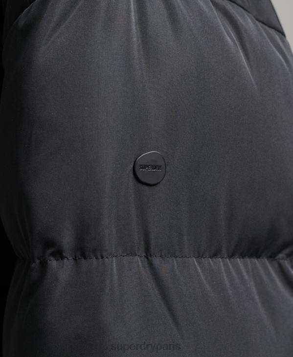Superdry femmes doudoune longue à capuche D64Z3815 vêtements noir