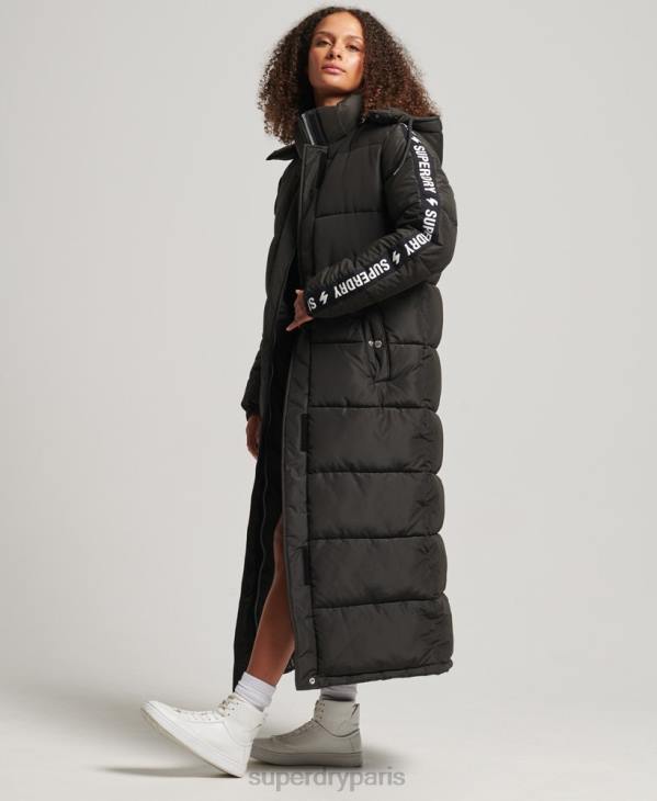 Superdry femmes doudoune longue à capuche D64Z5647 vêtements noir