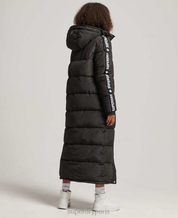 Superdry femmes doudoune longue à capuche D64Z5647 vêtements noir