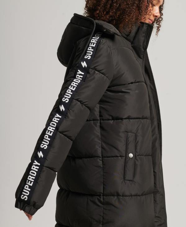 Superdry femmes doudoune longue à capuche D64Z5647 vêtements noir