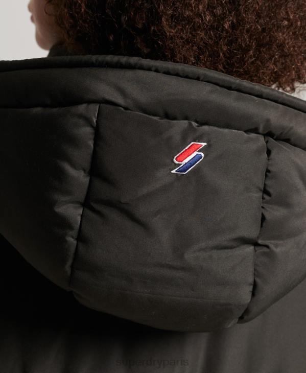 Superdry femmes doudoune longue à capuche D64Z5647 vêtements noir