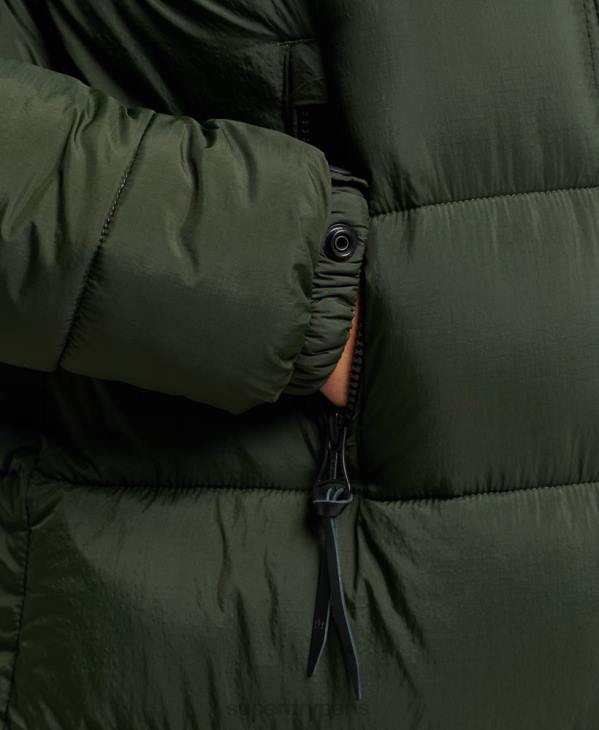 Superdry femmes doudoune longue à capuche en fausse fourrure D64Z3626 vêtements vert
