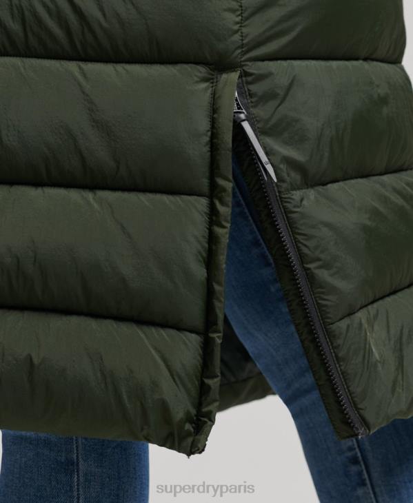 Superdry femmes doudoune longue à capuche en fausse fourrure D64Z3626 vêtements vert