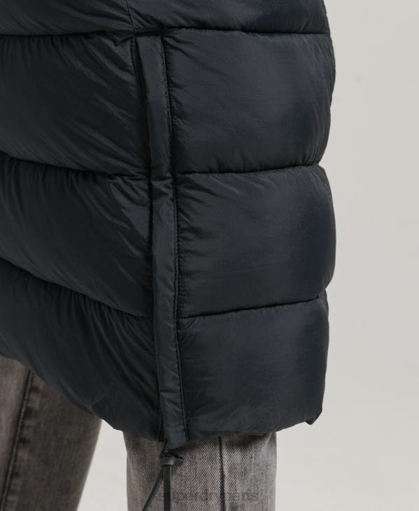 Superdry femmes doudoune longue à capuche en fausse fourrure D64Z3660 vêtements gris foncé