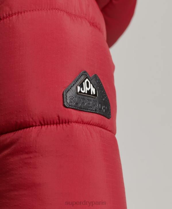 Superdry femmes doudoune longue à capuche en fausse fourrure D64Z3661 vêtements rouge