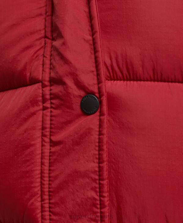 Superdry femmes doudoune longue à capuche en fausse fourrure D64Z3661 vêtements rouge