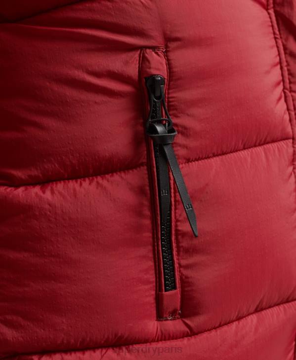 Superdry femmes doudoune longue à capuche en fausse fourrure D64Z3661 vêtements rouge