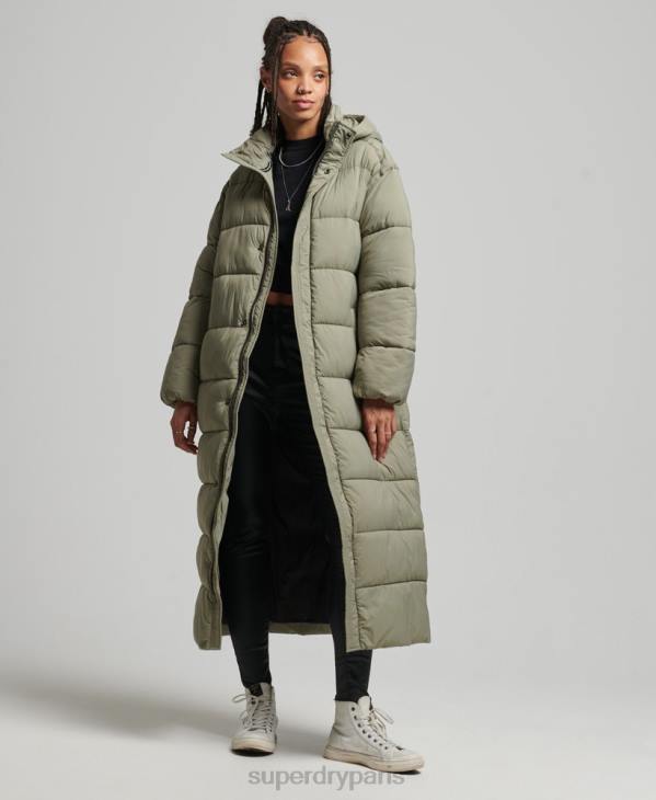 Superdry femmes doudoune longue cocoon D64Z5451 vêtements kaki