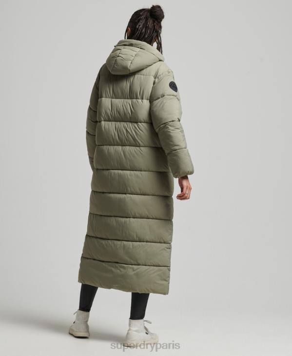 Superdry femmes doudoune longue cocoon D64Z5451 vêtements kaki