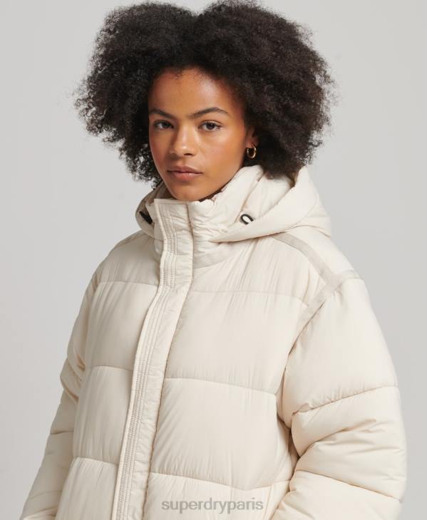 Superdry femmes doudoune longue cocoon D64Z5470 vêtements crème