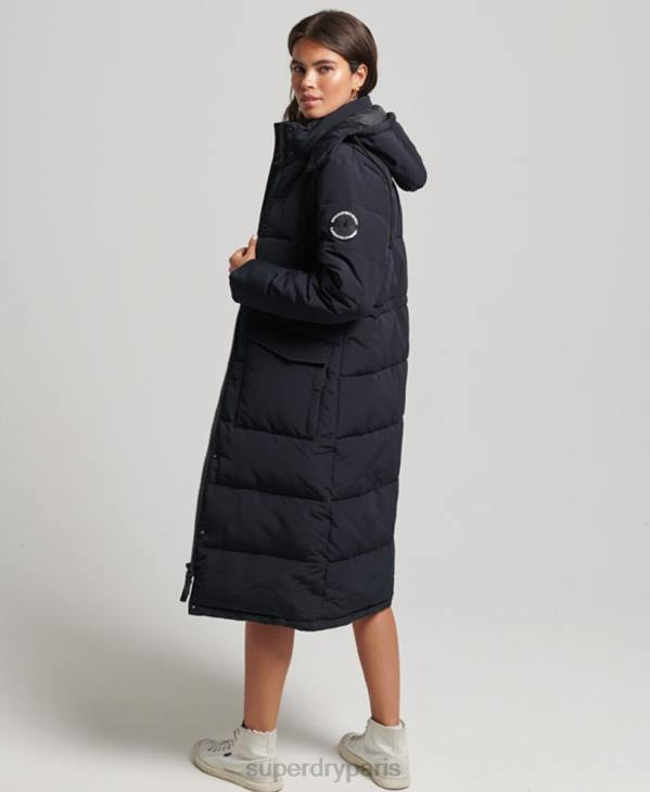 Superdry femmes doudoune longue everest D64Z3588 vêtements gris foncé