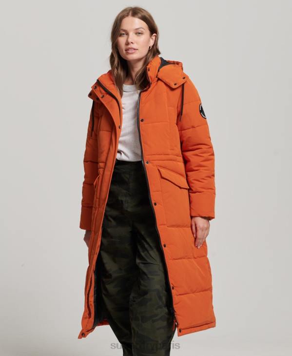Superdry femmes doudoune longue everest D64Z3673 vêtements orange