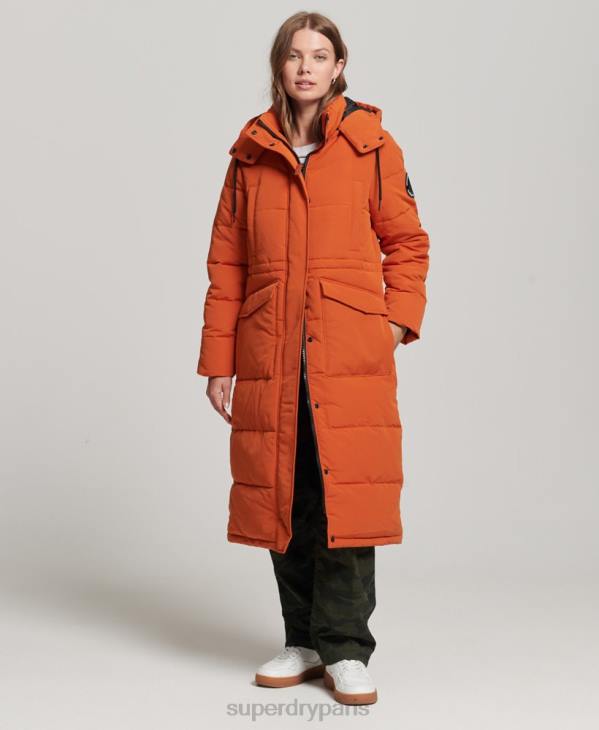 Superdry femmes doudoune longue everest D64Z3673 vêtements orange
